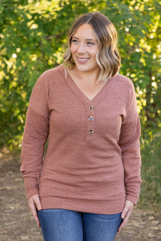 Brittney Button Sweater - Terra Cotta | Women's Long Sleeve