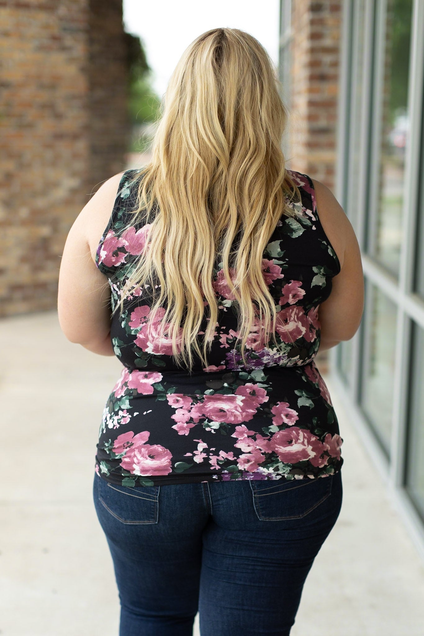 IN STOCK  Luxe Crew Tank - Black and Mauve Floral | Women's Tank Top