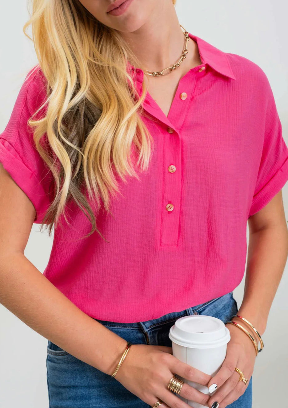 Mid Button Down Woven Top