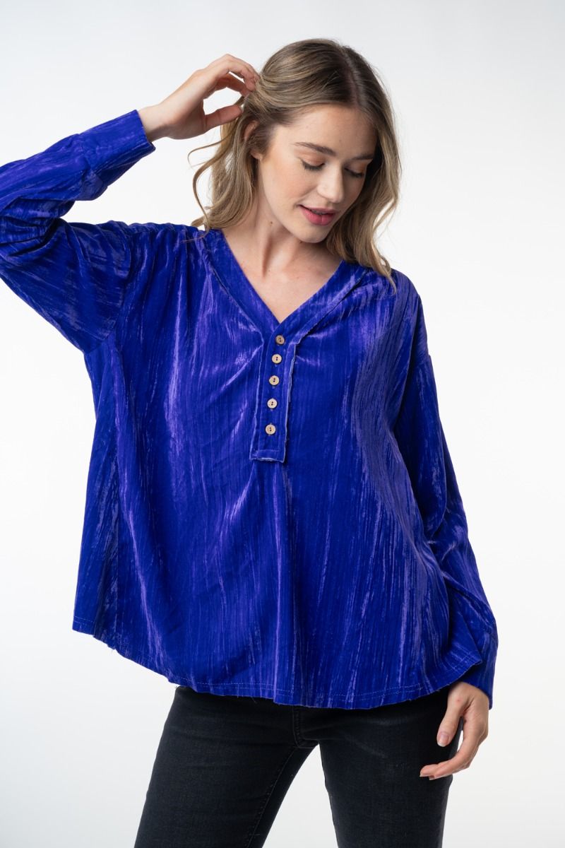 Lavender Button Down Velvet top