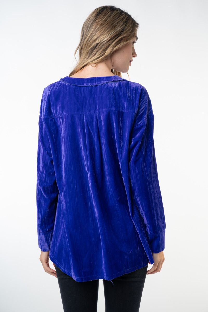 Lavender Button Down Velvet top