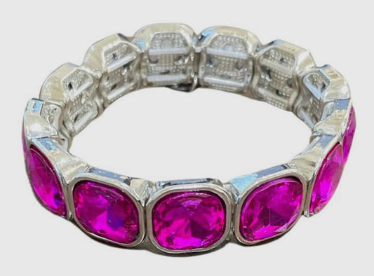 Silver and Fuchsia Bracelets