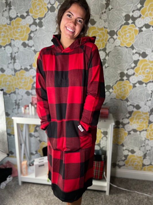 Red Plaid Sleep Hoodie