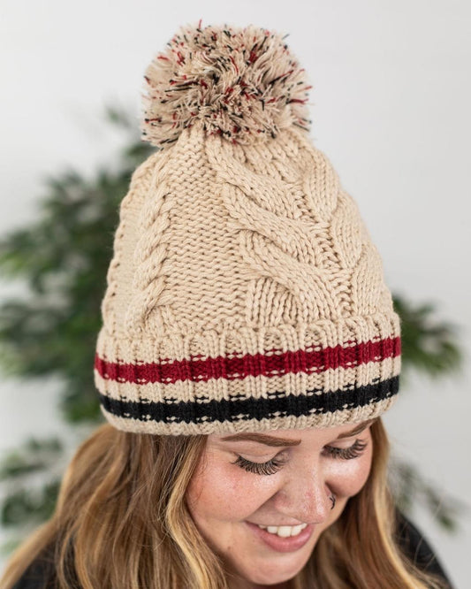 Cable Knit Sherpa lined Hat