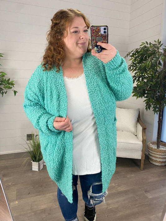 Fuzzy Cardigan Aqua Store